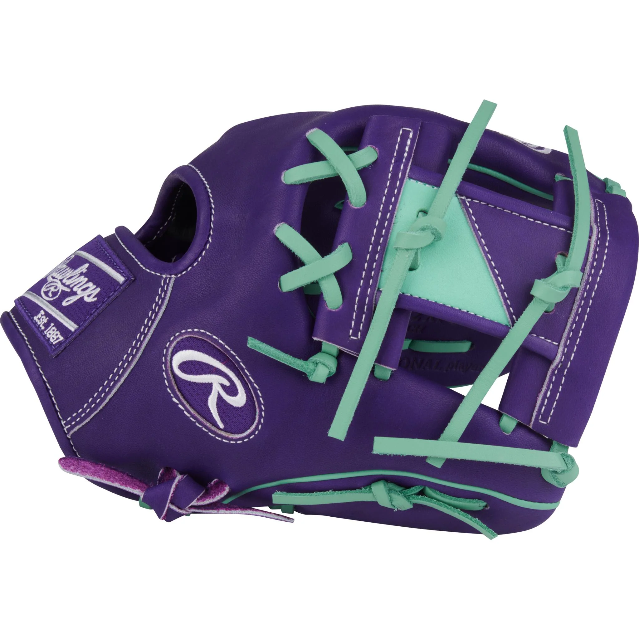 Rawlings Heart of the Hide Series 11.5" Baseball Glove - Purple/Mint - Right Hand Throw - Image 3