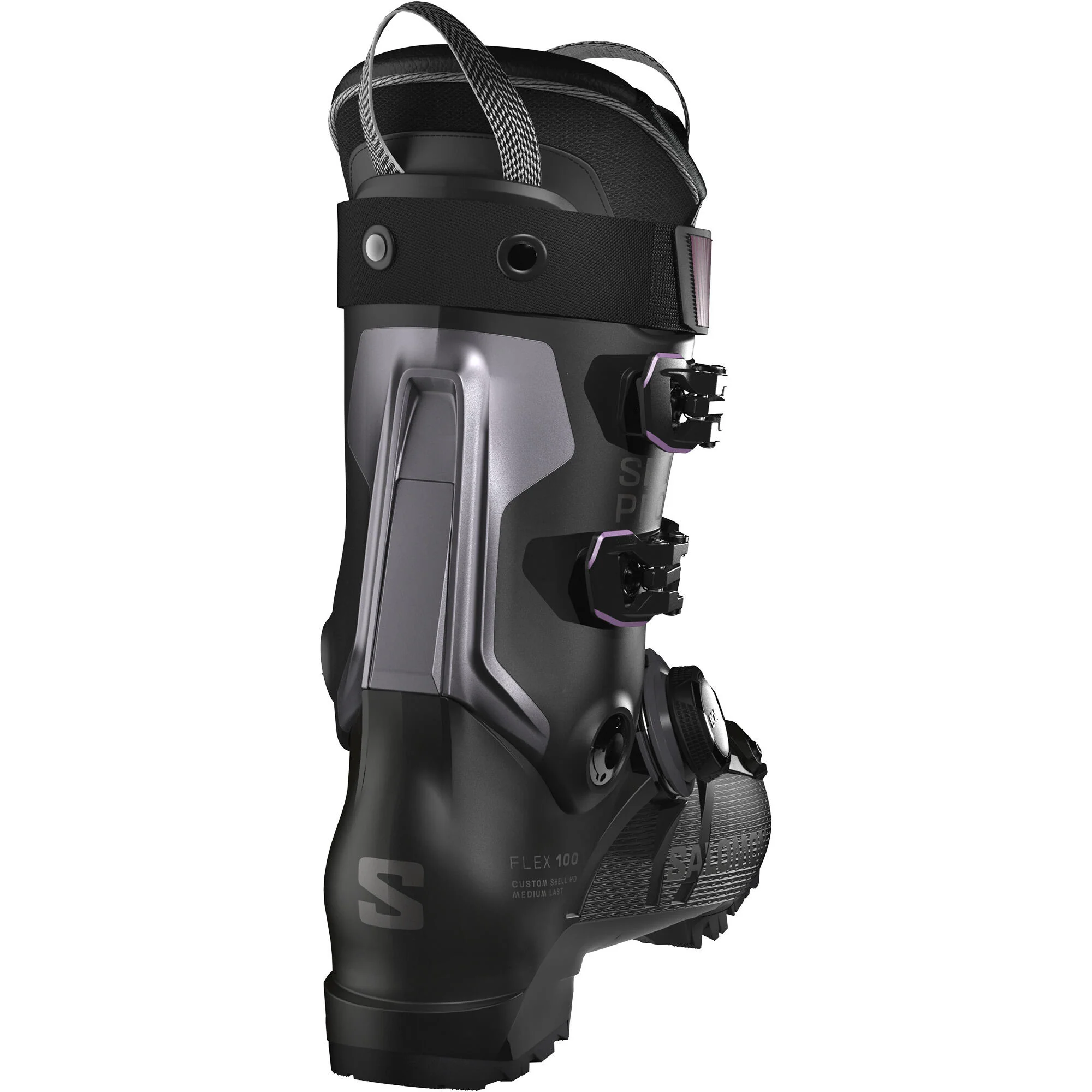 Salomon S/Pro Supra Boa 100 Men's Alpine Ski Boots - Black/Grey/Burgundy - Image 4
