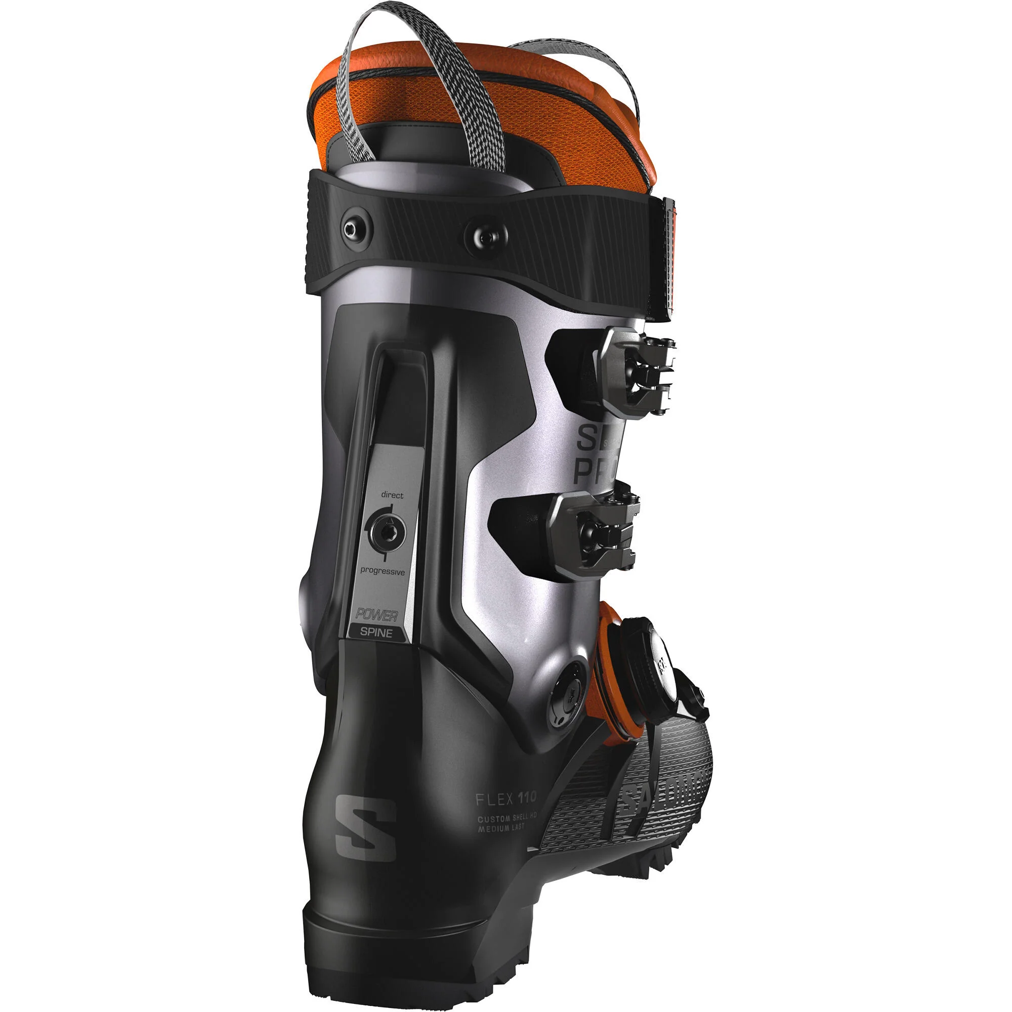 Salomon S/Pro Supra Boa 110 Men's Alpine Ski Boots - Black/Beluga/Orange - Image 5