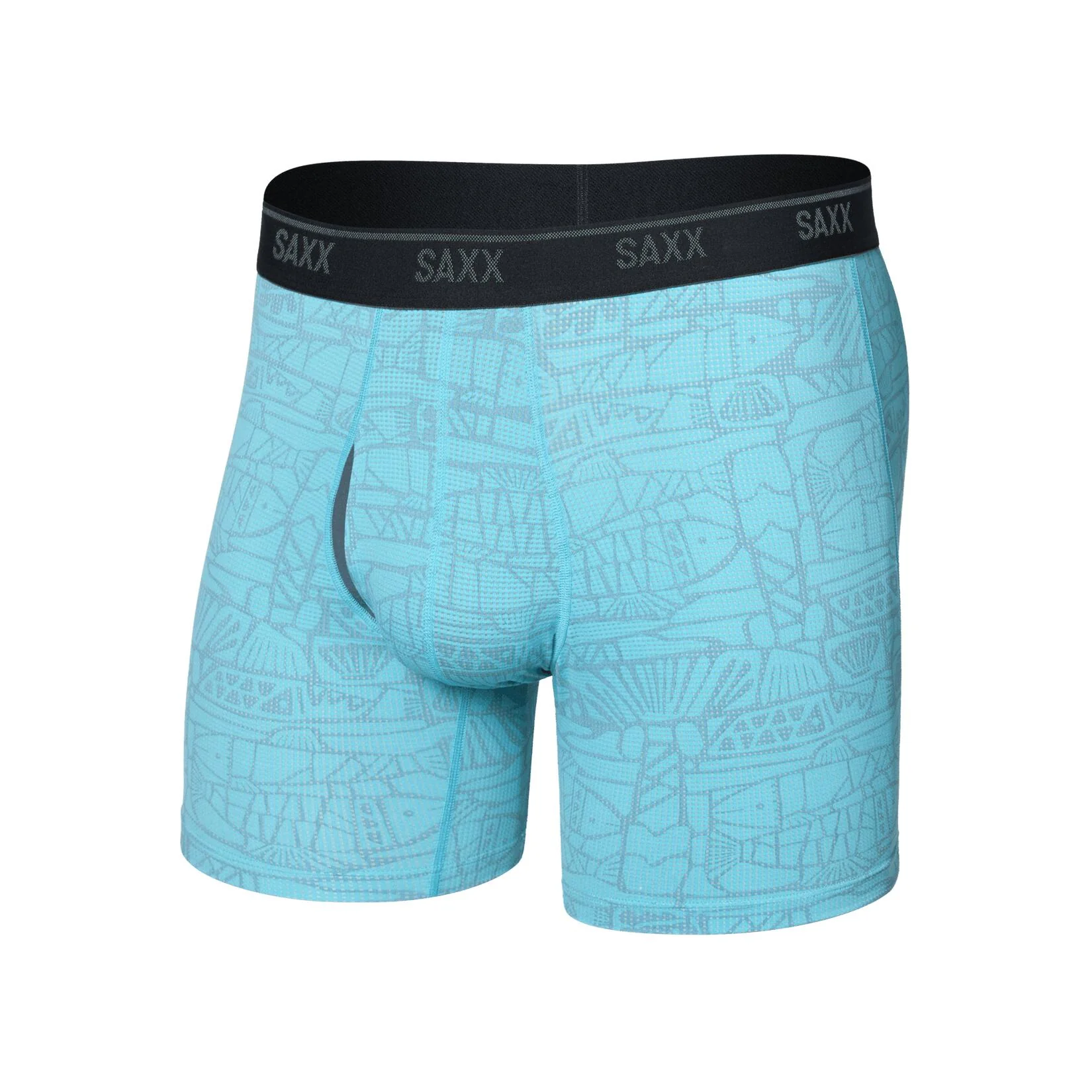 Saxx Quest Quick-Dry Mesh Boxer Brief - Tile Fish/Sea Level