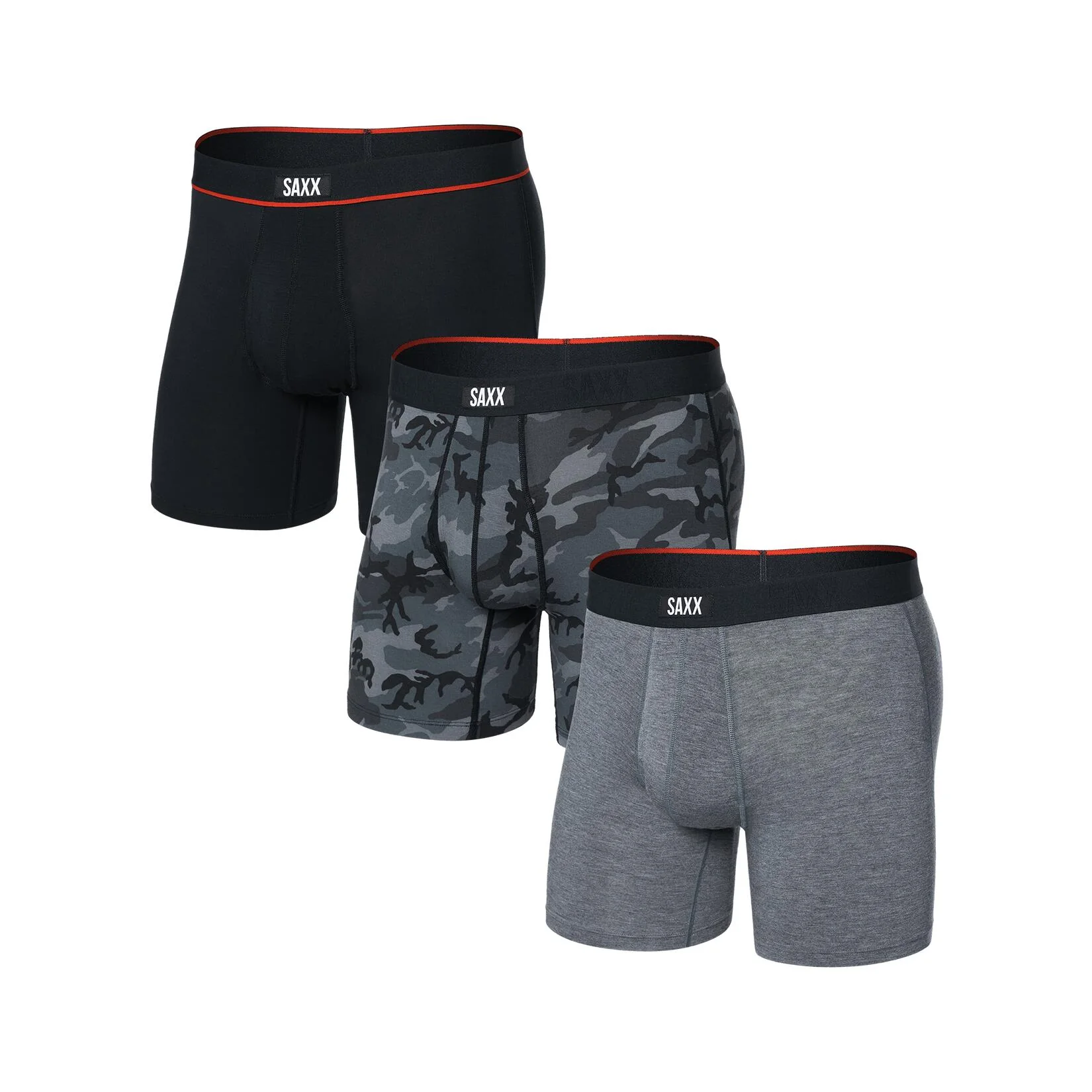 Saxx Vibe Xtra Super Soft Boxer Brief (3-Pack) - Wood Camo/Grey Heather