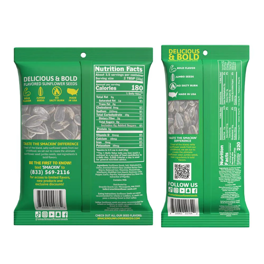 Smackin' Sour Cream & Onion Sunflower Seeds - 4 oz - Image 3