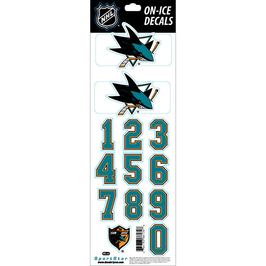 Sportstar NHL Helmet Decals - San Jose Sharks