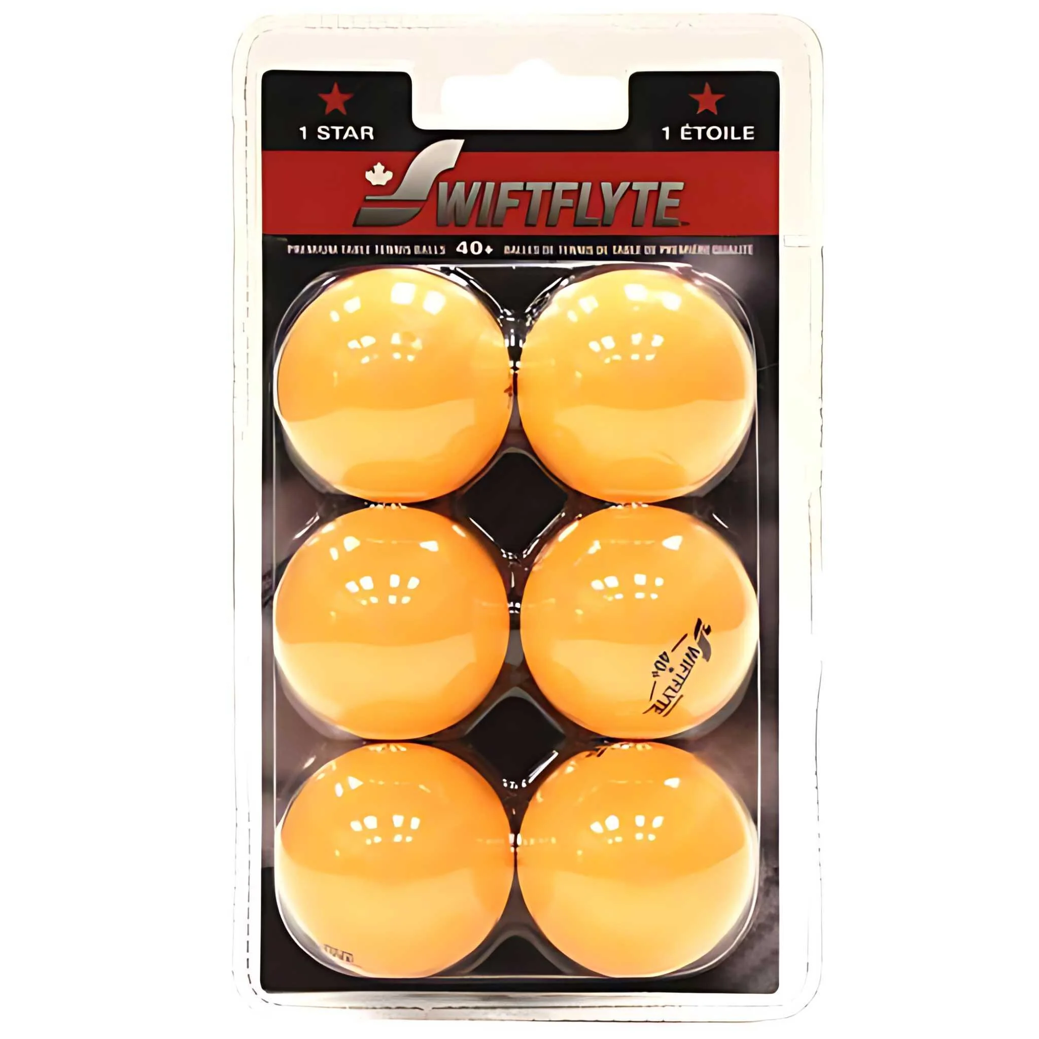 Swiftflyte 40+ 1 Star Orange Table Tennis Balls - 6 pack