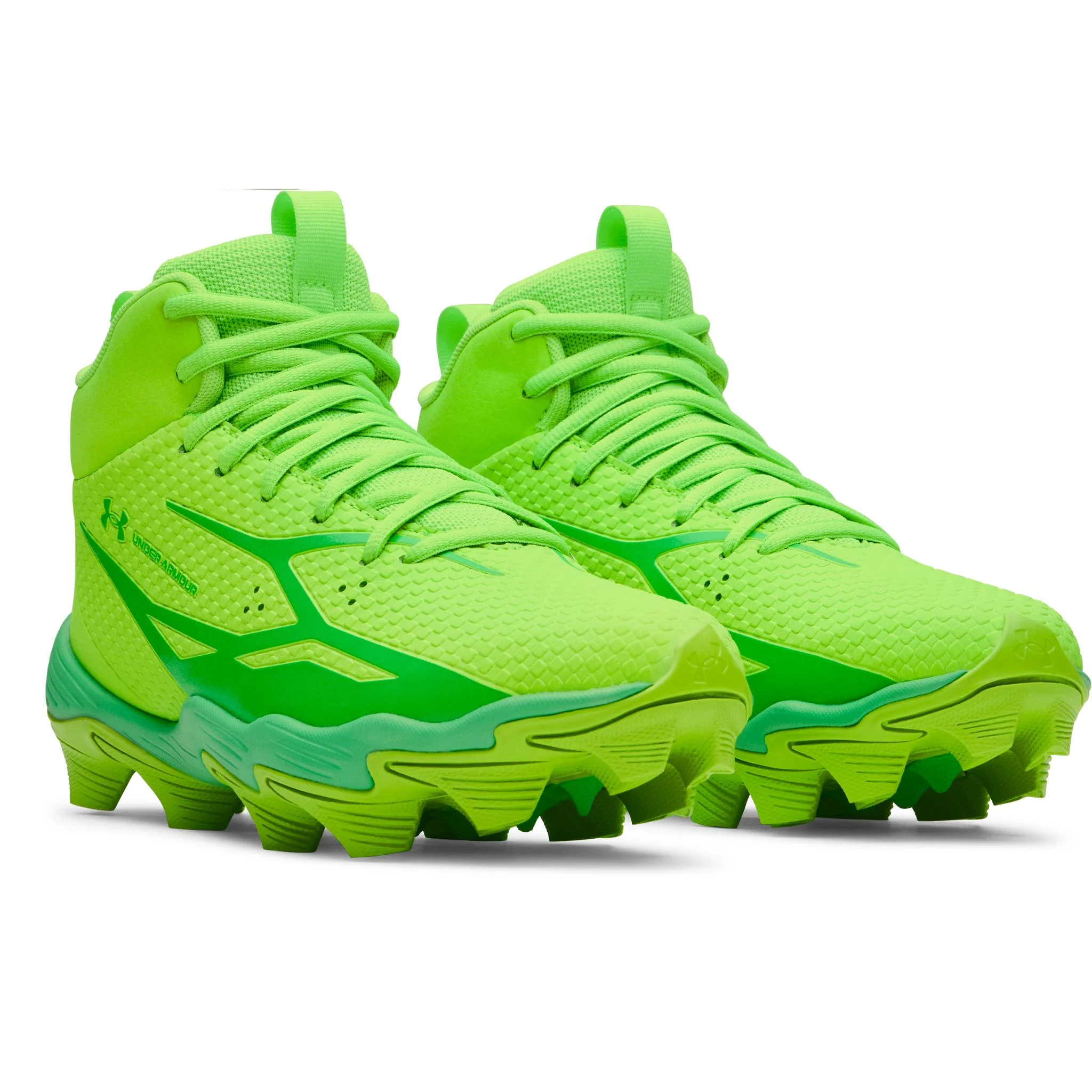 Under Armour Spotlight Hammer Jr. Football Cleats - Hyper Green - Image 3